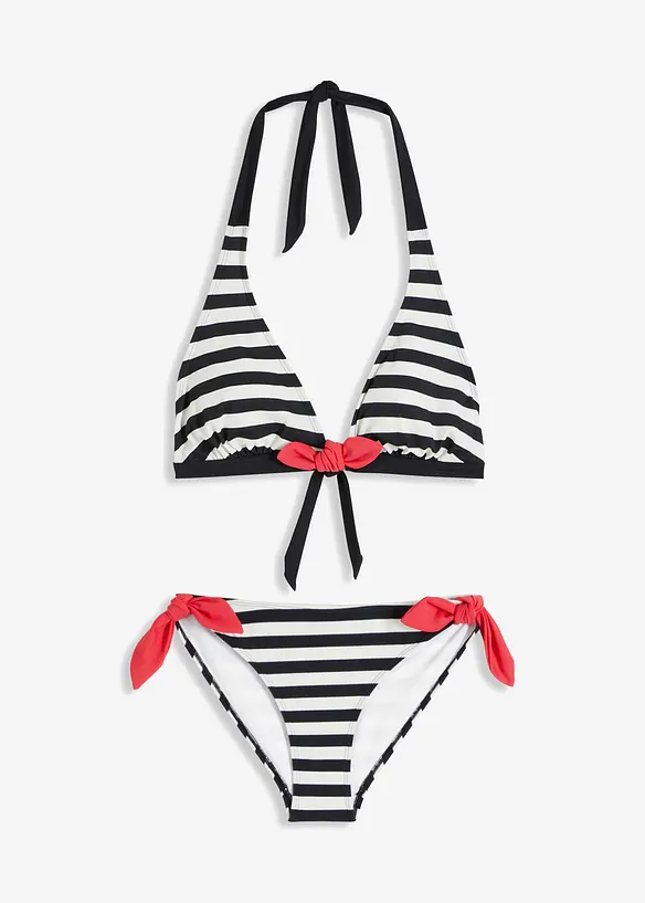 Neckholder-Bikini mit Bindebändern (2-tlg. Set) in schwarz von vorne - bonprix