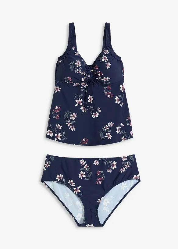 Tankini (2-tlg.Set) mit Raffung in blau von vorne - bonprix