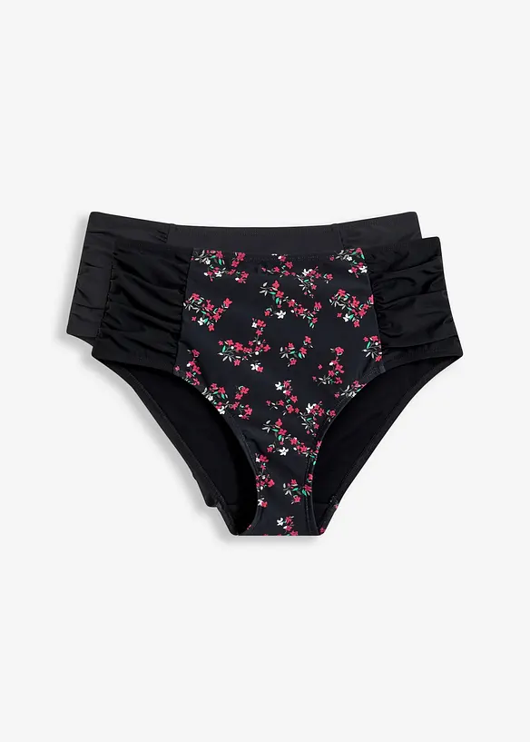 Shape Bikinihose (2er Pack) mittlere Formkraft in schwarz von vorne - bonprix