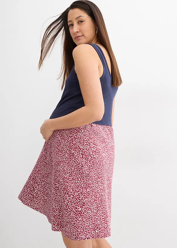 2-in-1 Umstands- und Stillkleid aus Bio-Baumwolljersey in blau von hinten (Totalaufnahme) - bonprix