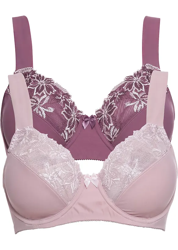BH (2er-Pack) in lila von vorne - bonprix
