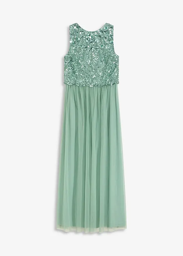 Maxikleid mit Paillettenstickerei in grün von vorne - bonprix Maxikleid mit Paillettenstickerei in grün von vorne - bonprix