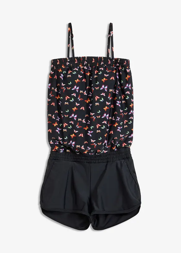 Badeoverall mit Innenslip in schwarz von vorne - bonprix
