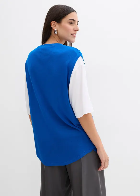 Ballonförmiges Stricktop aus feiner Viskose in blau von hinten (im Anschnitt) - bonprix