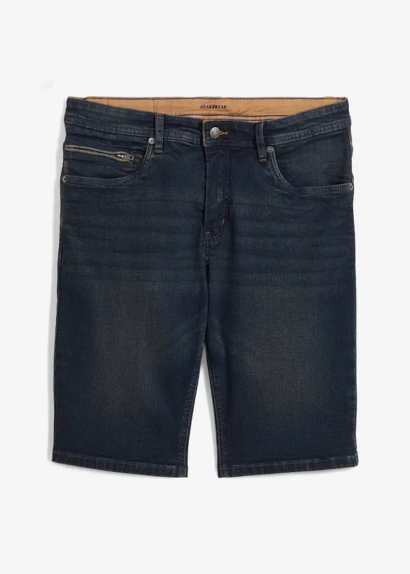 Stretch-Jeans-Bermuda, Slim Fit in blau von vorne - bonprix
