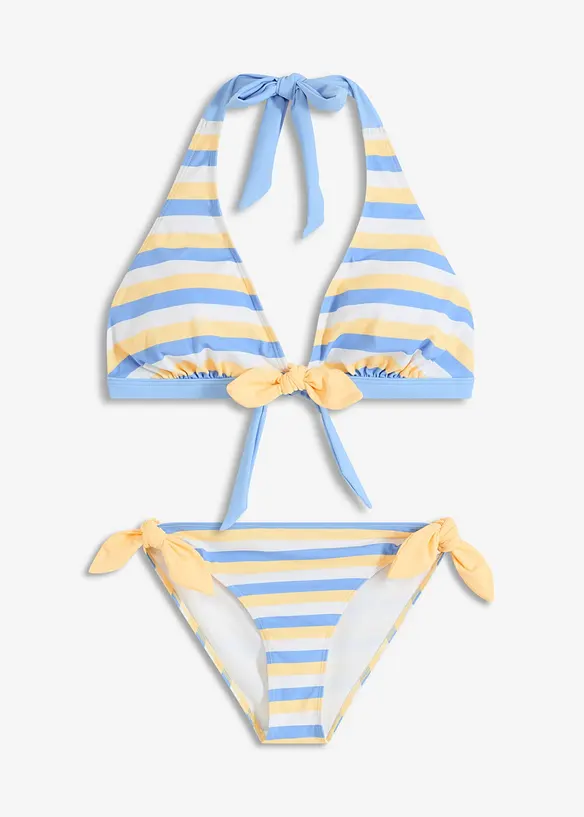 Neckholder-Bikini mit Bindebändern (2-tlg. Set) in blau von vorne - bonprix
