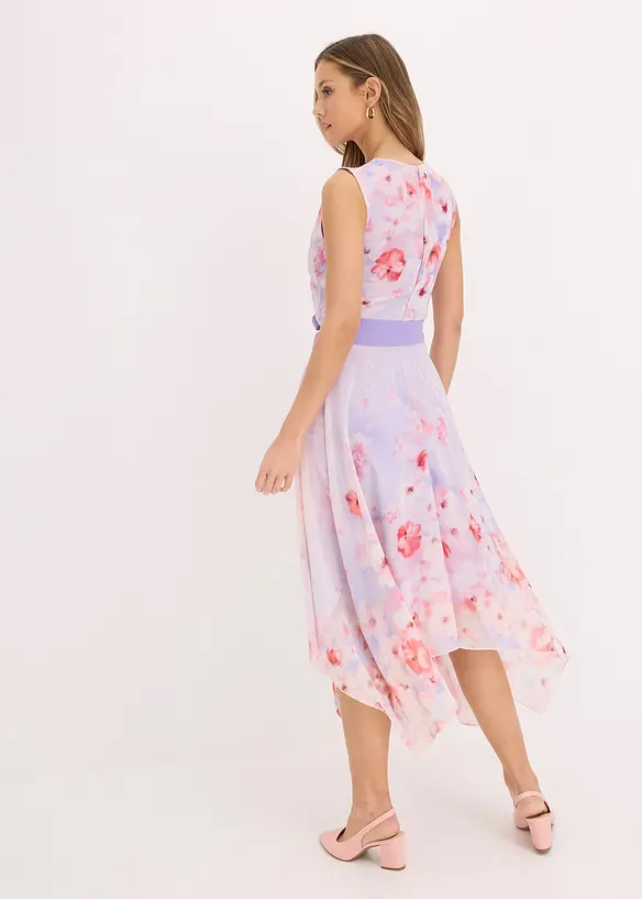 Chiffonkleid mit Zipfelsaum und Bindeband in lila von hinten (Totalaufnahme) - bonprix Chiffonkleid mit Zipfelsaum und Bindeband in lila von hinten (Totalaufnahme) - bonprix