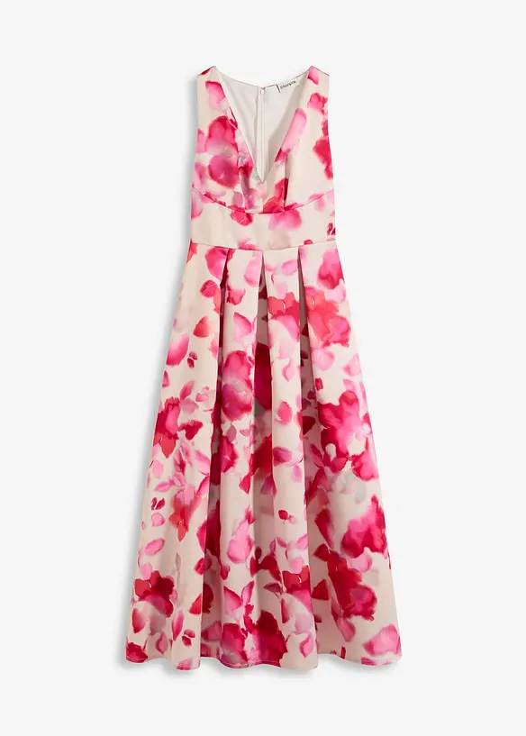 Maxikleid aus glänzendem Satin in weiß von vorne - bonprix