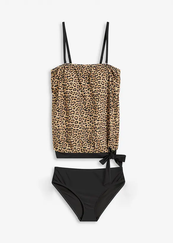 Oversize Tankini mit abnehmbaren Trägern (2-tlg.Set) in beige von vorne - bonprix