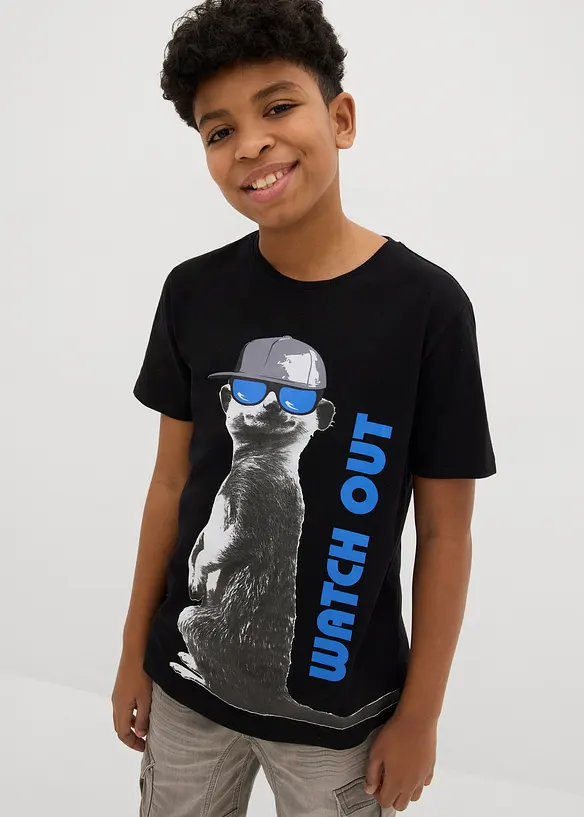 T-Shirt mit Bio-Baumwolle in schwarz von vorne (im Anschnitt) - bonprix