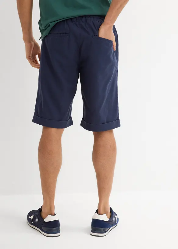 Regular Fit Schlupf-Bermuda aus luftigem Leinen-Mix in blau von hinten - bonprix