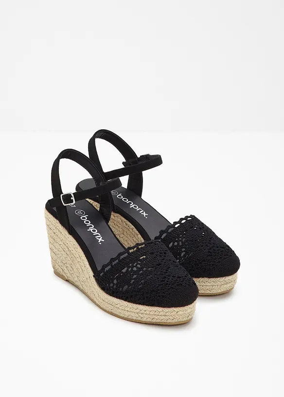 Keilpumps in Häkel-Optik in schwarz - bonprix Keilpumps in Häkel-Optik in schwarz - bonprix