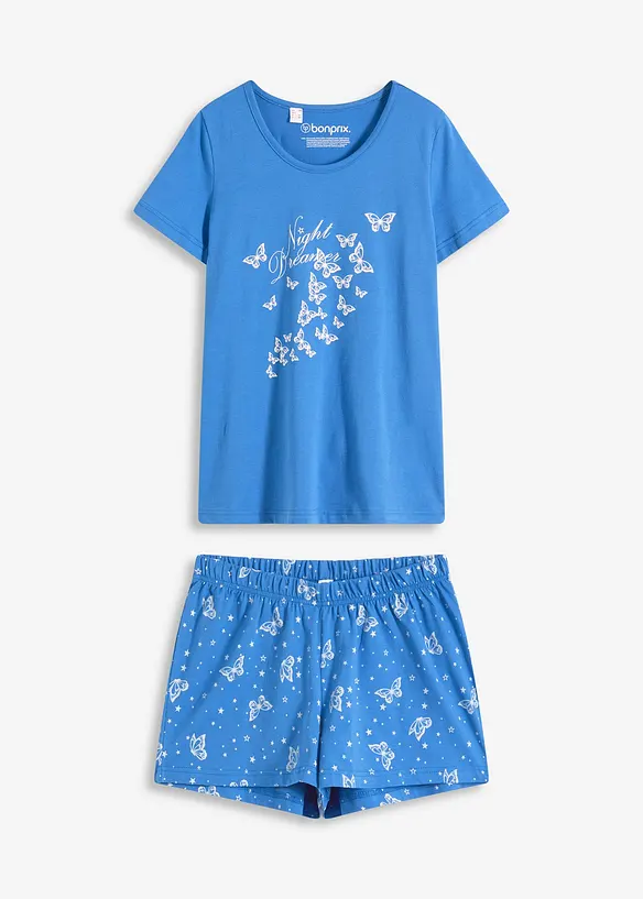 Shorty aus reiner Baumwolle in blau von vorne - bonprix