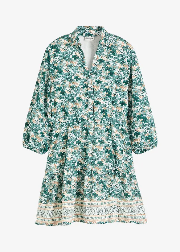 Kleid im Leinen-Look in weiß von vorne - bonprix