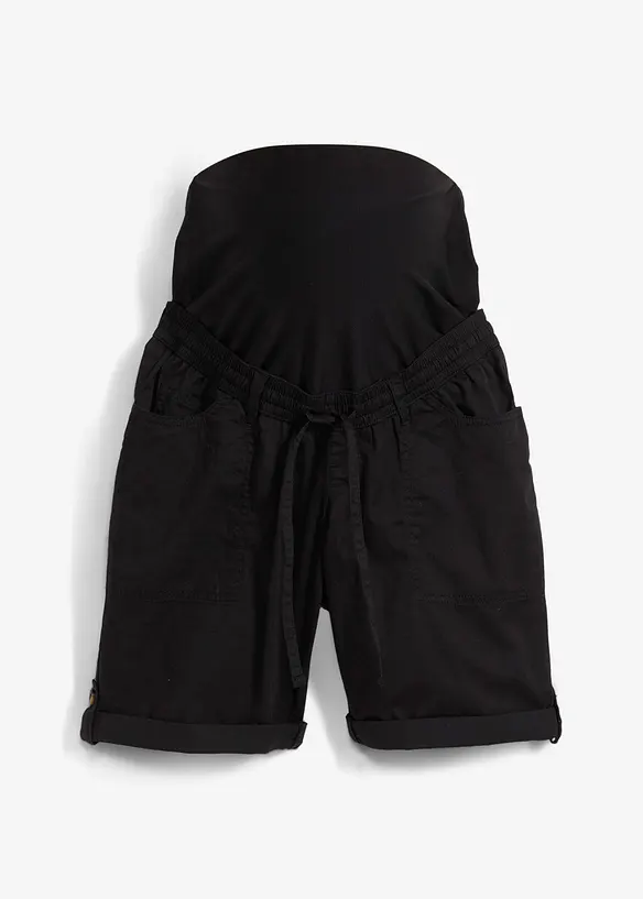 Krempelbare 2-in-1 Umstandsbermuda und Shorts in schwarz von vorne - bonprix