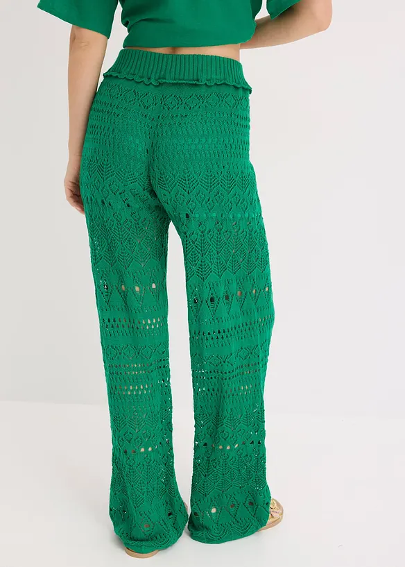 Schlupfhose mit Lochstrickmuster in grün von hinten - bonprix Schlupfhose mit Lochstrickmuster in grün von hinten - bonprix