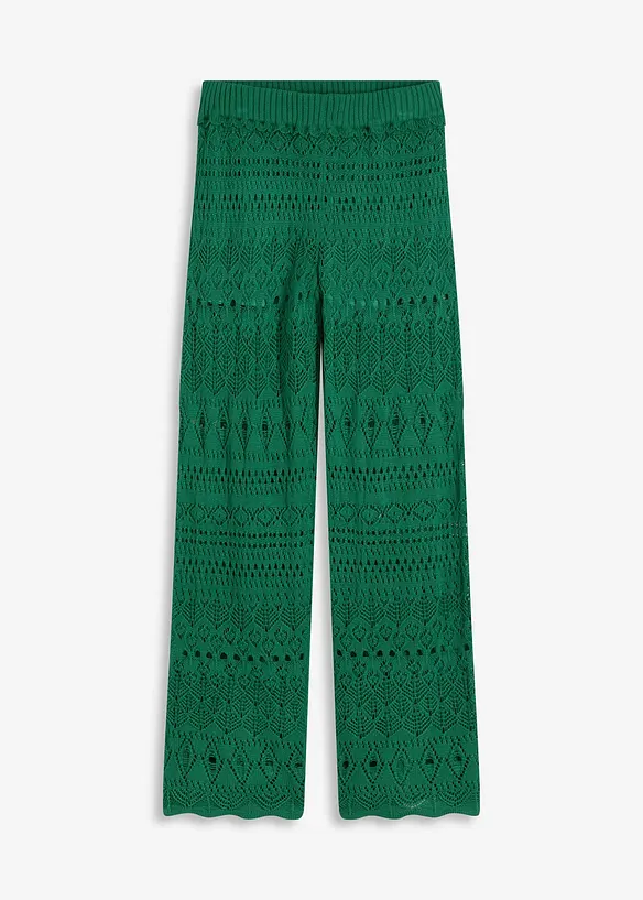 Schlupfhose mit Lochstrickmuster in grün von vorne - bonprix Schlupfhose mit Lochstrickmuster in grün von vorne - bonprix