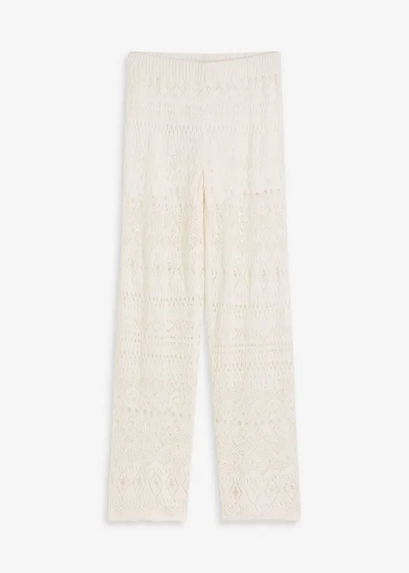 Schlupfhose mit Lochstrickmuster in weiß von vorne - bonprix Schlupfhose mit Lochstrickmuster in weiß von vorne - bonprix
