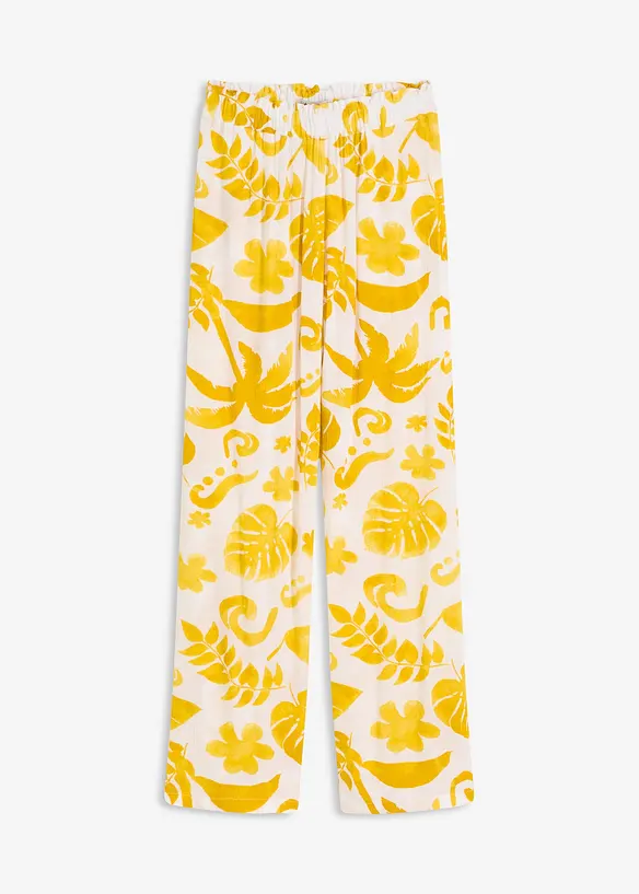 Weite Hose aus strukturierter Viskose in weiß von vorne - bonprix Weite Hose aus strukturierter Viskose in weiß von vorne - bonprix