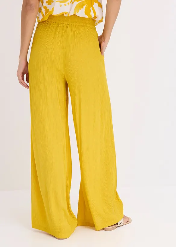 Schlupfhose aus fließender Viskose in gelb von hinten - bonprix Schlupfhose aus fließender Viskose in gelb von hinten - bonprix