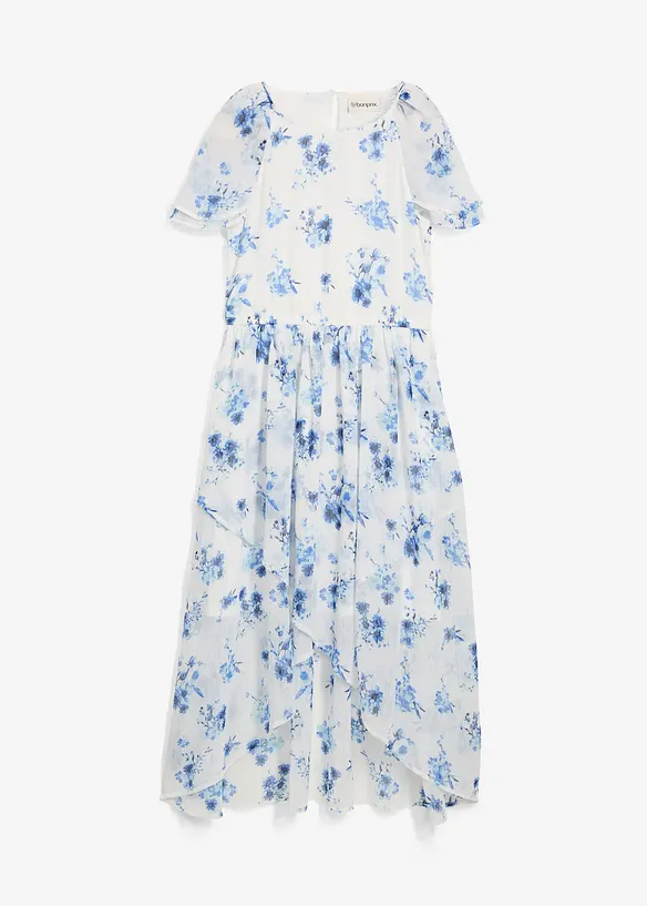 Chiffonkleid aus strukturiertem Crinkle in weiß von vorne - bonprix