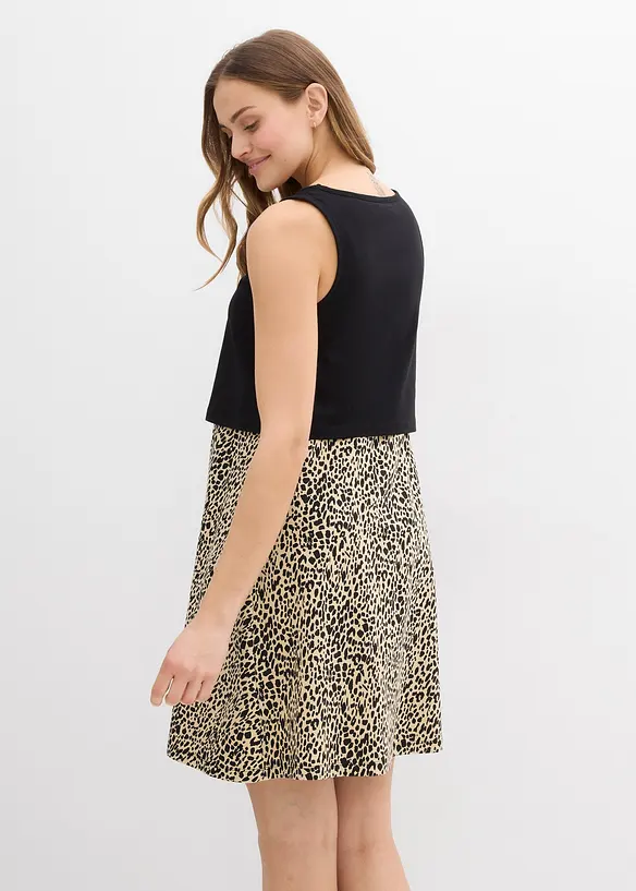 2-in-1 Umstands- und Stillkleid aus Baumwolljersey in schwarz von hinten (Totalaufnahme) - bonprix