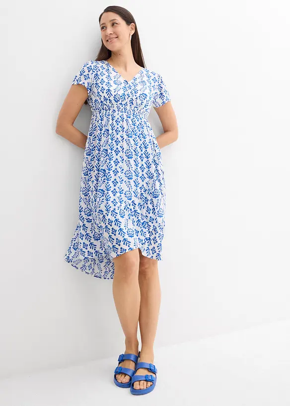 2-in-1 Umstands- und Stillkleid aus fließender Viskose in weiß von vorne (Totalaufnahme) - bonprix