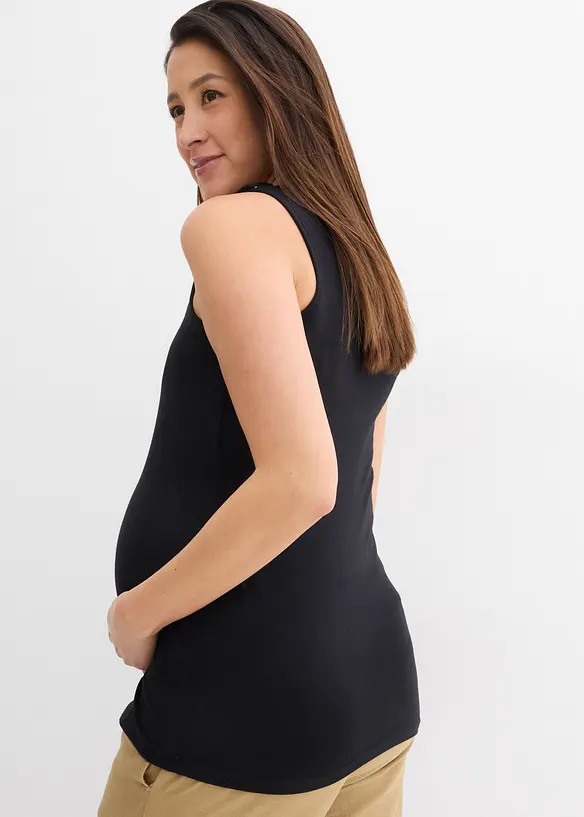 Umstands- und Stilltops aus Baumwolle (2er Pack) in schwarz von hinten (im Anschnitt) - bonprix