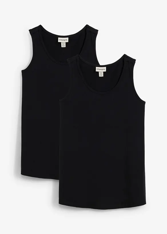 Umstands- und Stilltops aus Baumwolle (2er Pack) in schwarz von vorne - bonprix