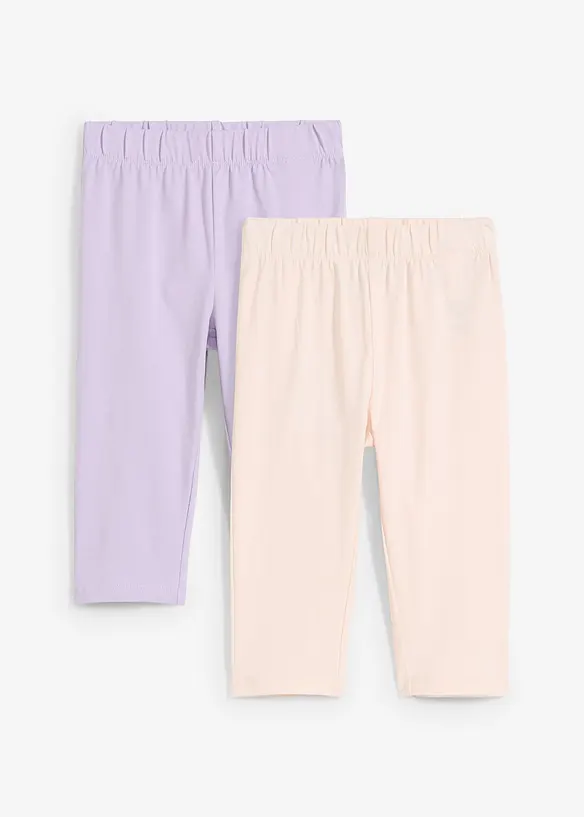 Capri-Leggings aus elastischem Bio-Baumwoll-Mix (2er Pack) in rosa von vorne - bonprix