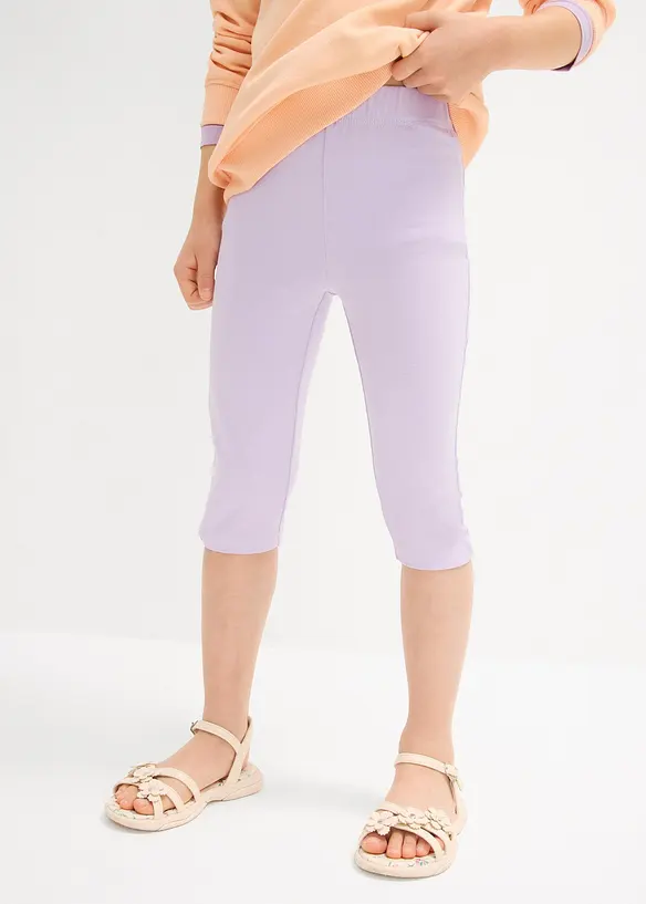 Capri-Leggings aus elastischem Bio-Baumwoll-Mix (2er Pack) in rosa von vorne - bonprix