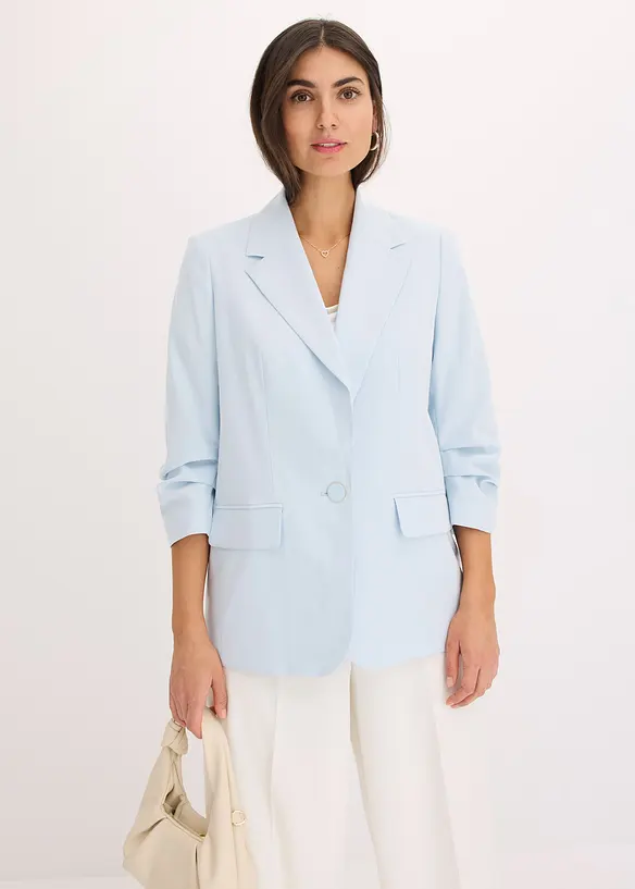 Lockerer 3/4-Arm-Blazer aus Viskose in blau von vorne (im Anschnitt) - bonprix