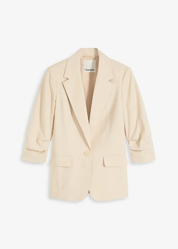 Lockerer 3/4-Arm-Blazer aus Viskose in beige von vorne - bonprix