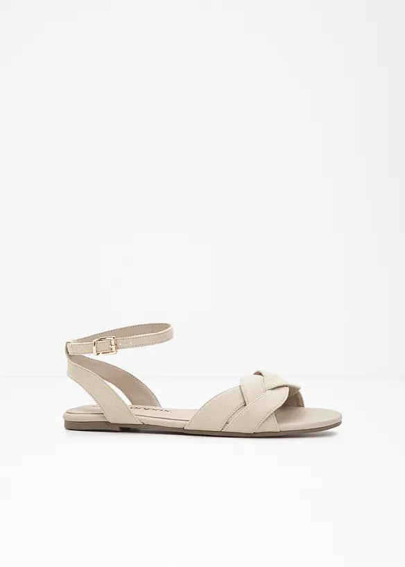 Sandalen in Flecht-Optik in beige - bonprix