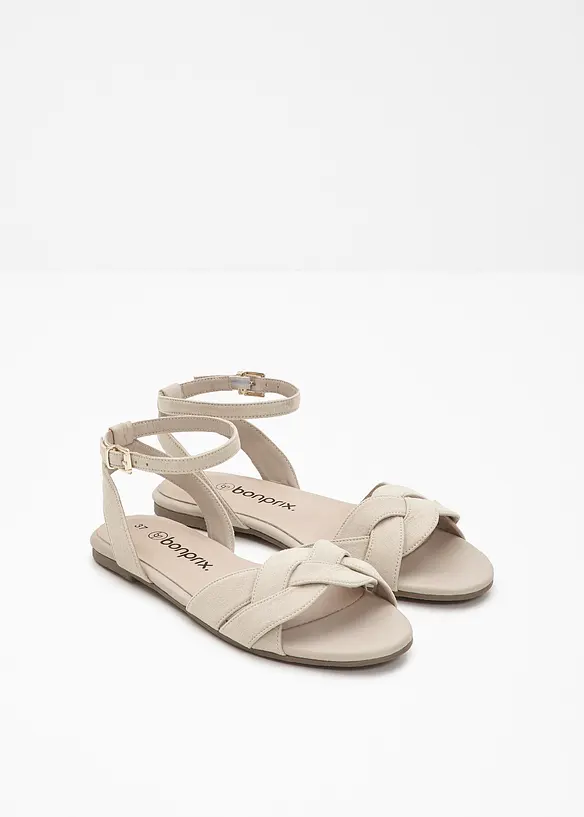 Sandalen in Flecht-Optik in beige - bonprix