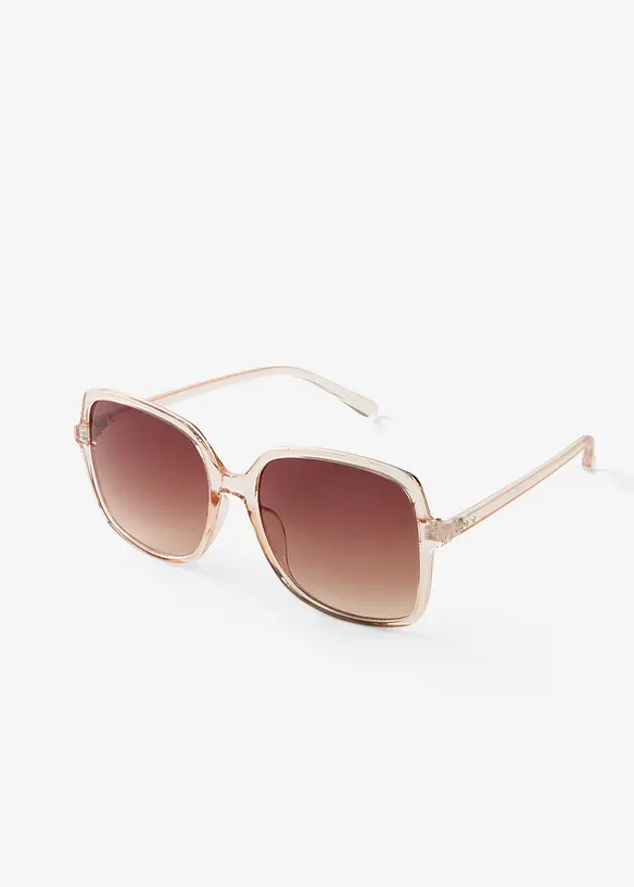 Sonnenbrille in quadratischer Form in beige von vorne - bonprix