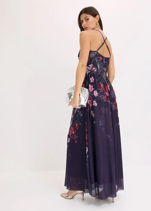 Maxikleid aus zartem Tüll mit Trägern in blau von hinten (Totalaufnahme) - bonprix Maxikleid aus zartem Tüll mit Trägern in blau von hinten (Totalaufnahme) - bonprix