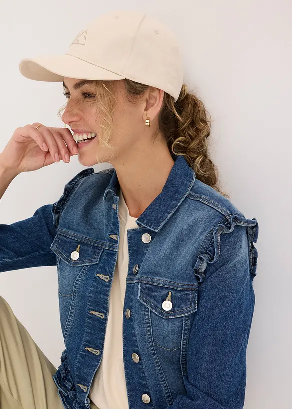 Cap aus 100% Baumwolle in beige von vorne (im Anschnitt) - bonprix