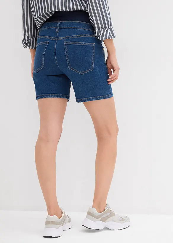 Umstandsjeansshorts aus Baumwoll- Stretchdenim in blau von hinten - bonprix