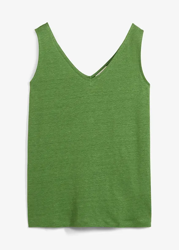 Tanktop aus reinem Leinen in grün von vorne - bonprix