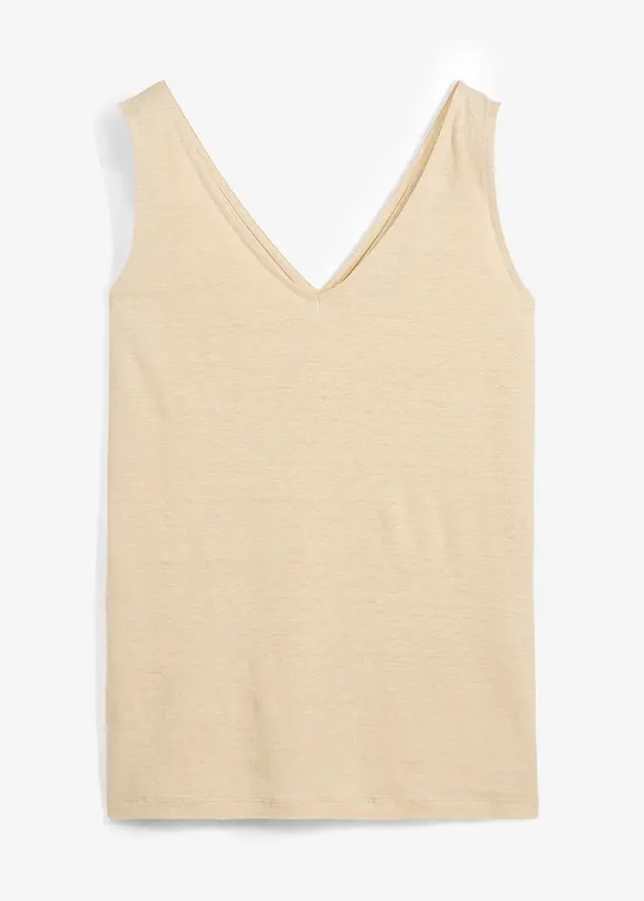 Tanktop aus reinem Leinen in beige von vorne - bonprix