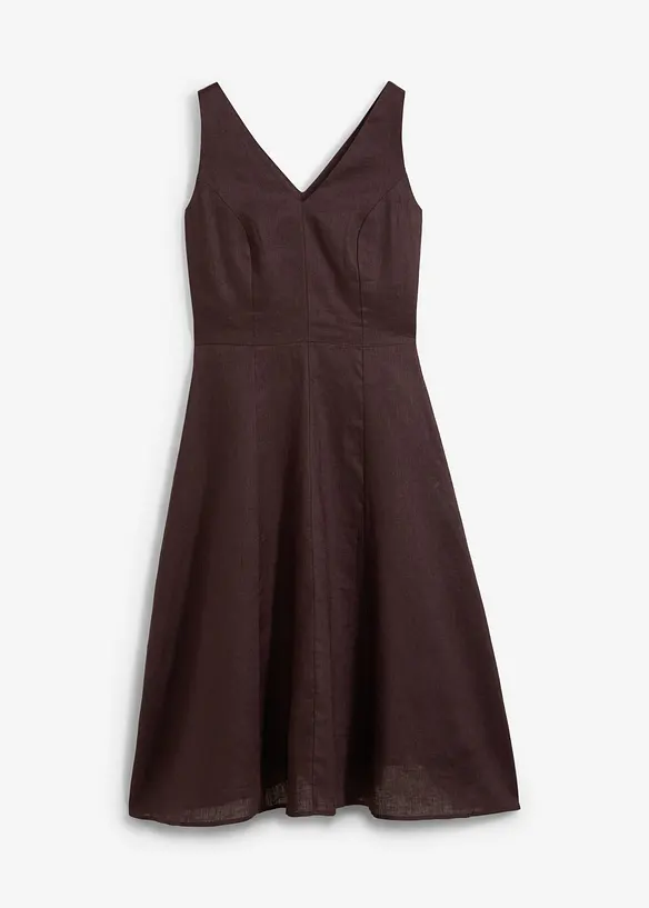 Midikleid aus reinem Leinen in braun von vorne - bonprix Midikleid aus reinem Leinen in braun von vorne - bonprix