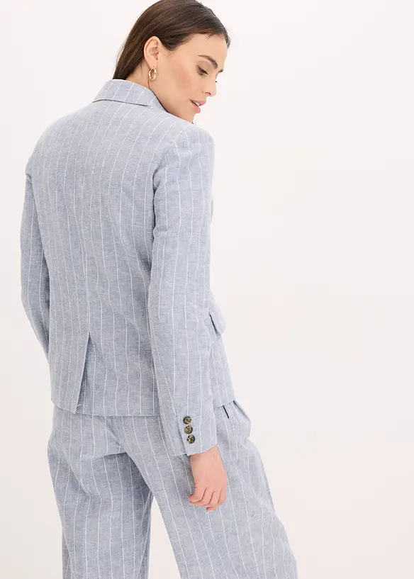 Blazer mit Leinenanteil in blau von hinten (im Anschnitt) - bonprix