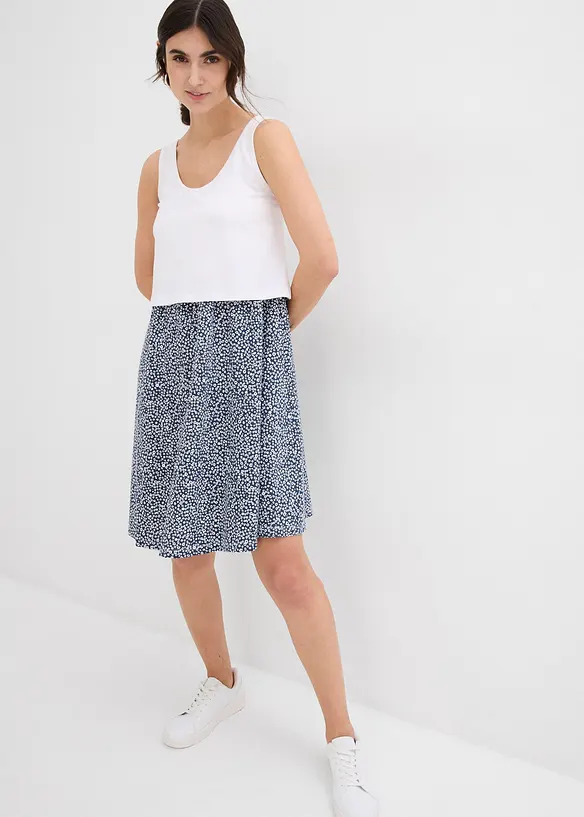 2-in-1 Umstands- und Stillkleid aus Bio-Baumwolljersey in weiß von vorne (Totalaufnahme) - bonprix