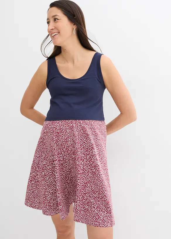 2-in-1 Umstands- und Stillkleid aus Bio-Baumwolljersey in blau von vorne (Totalaufnahme) - bonprix