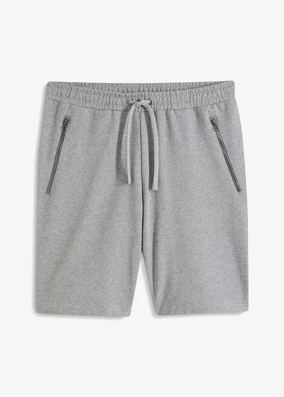 Sweat-Bermuda mit Reißverschlusstaschen in grau von vorne - bonprix