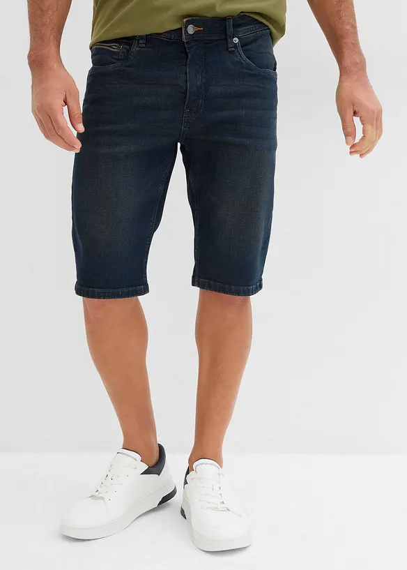 Stretch-Jeans-Bermuda, Slim Fit in blau von vorne - bonprix