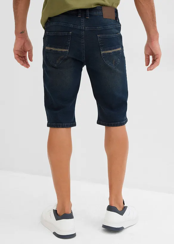 Stretch-Jeans-Bermuda, Slim Fit in blau von hinten - bonprix