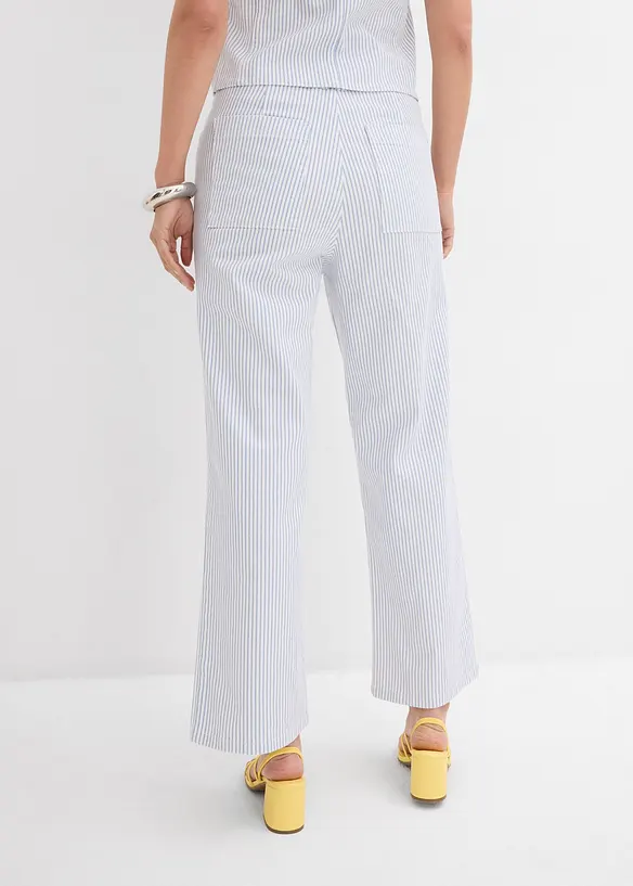 Wide-Leg-Jeans High Waist, cropped in weiß von hinten - bonprix