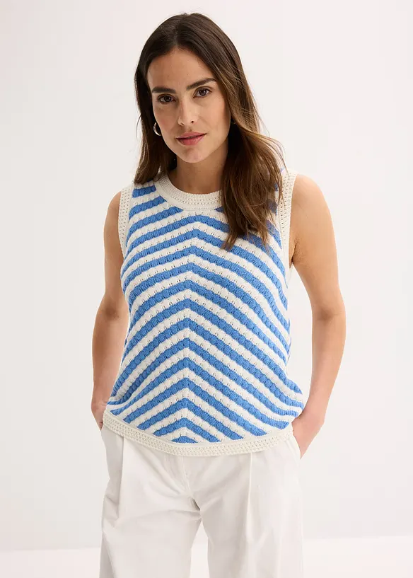 Stricktop in blau von vorne (im Anschnitt) - bonprix
